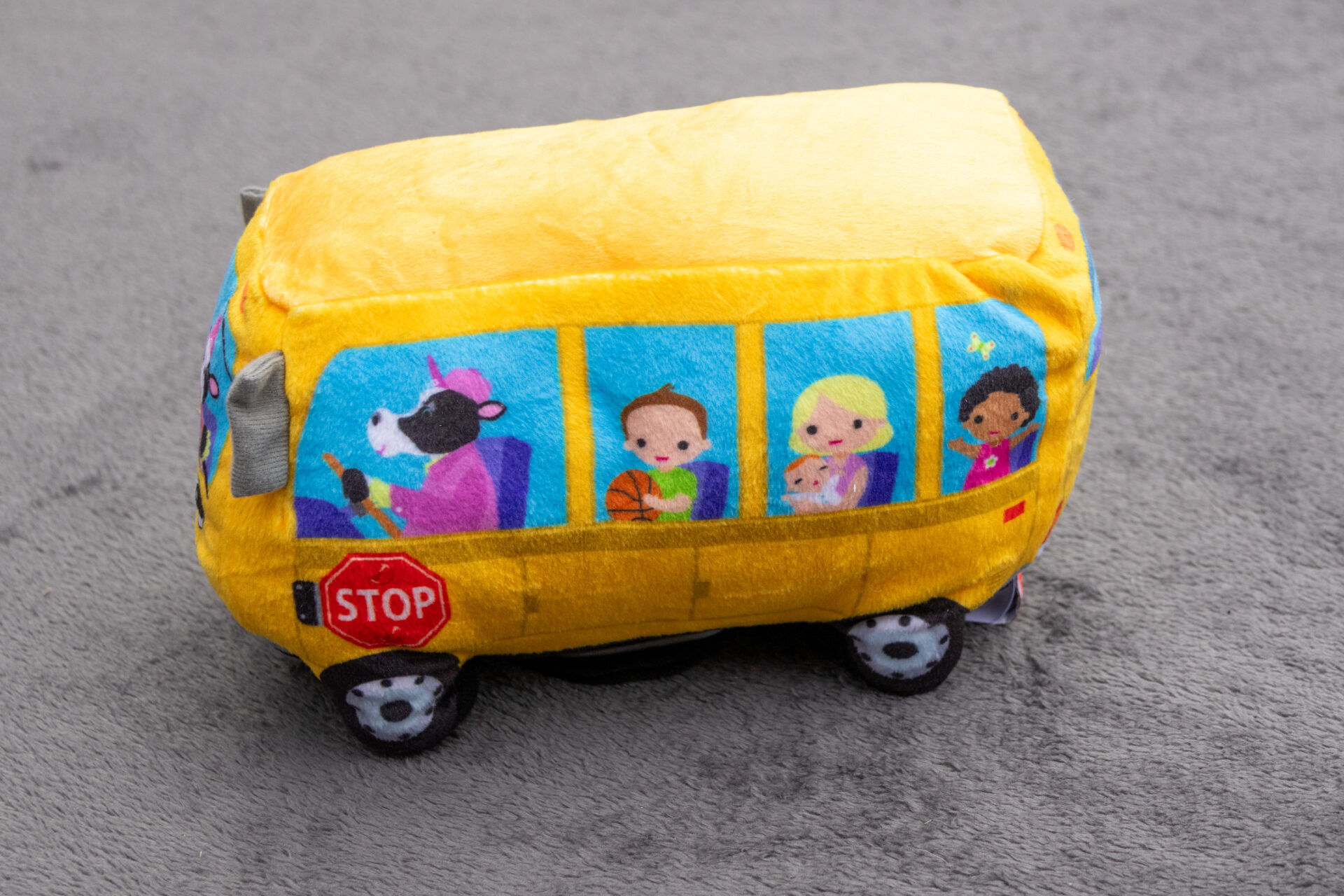 A plush toy bus.