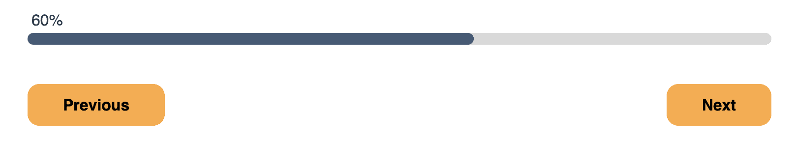Progress bar showing progress of 60% with the buttons 'Previous' and 'Next' underneath it.