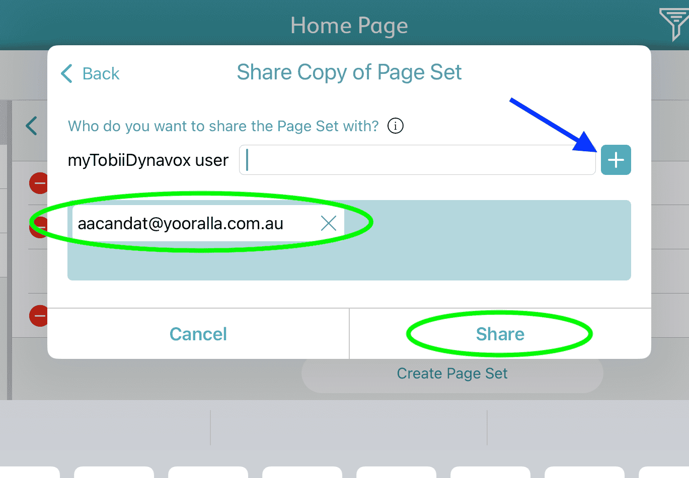 A screenshot of the app TD Snap displaying the sync pop up box with the recipient's email address in it.