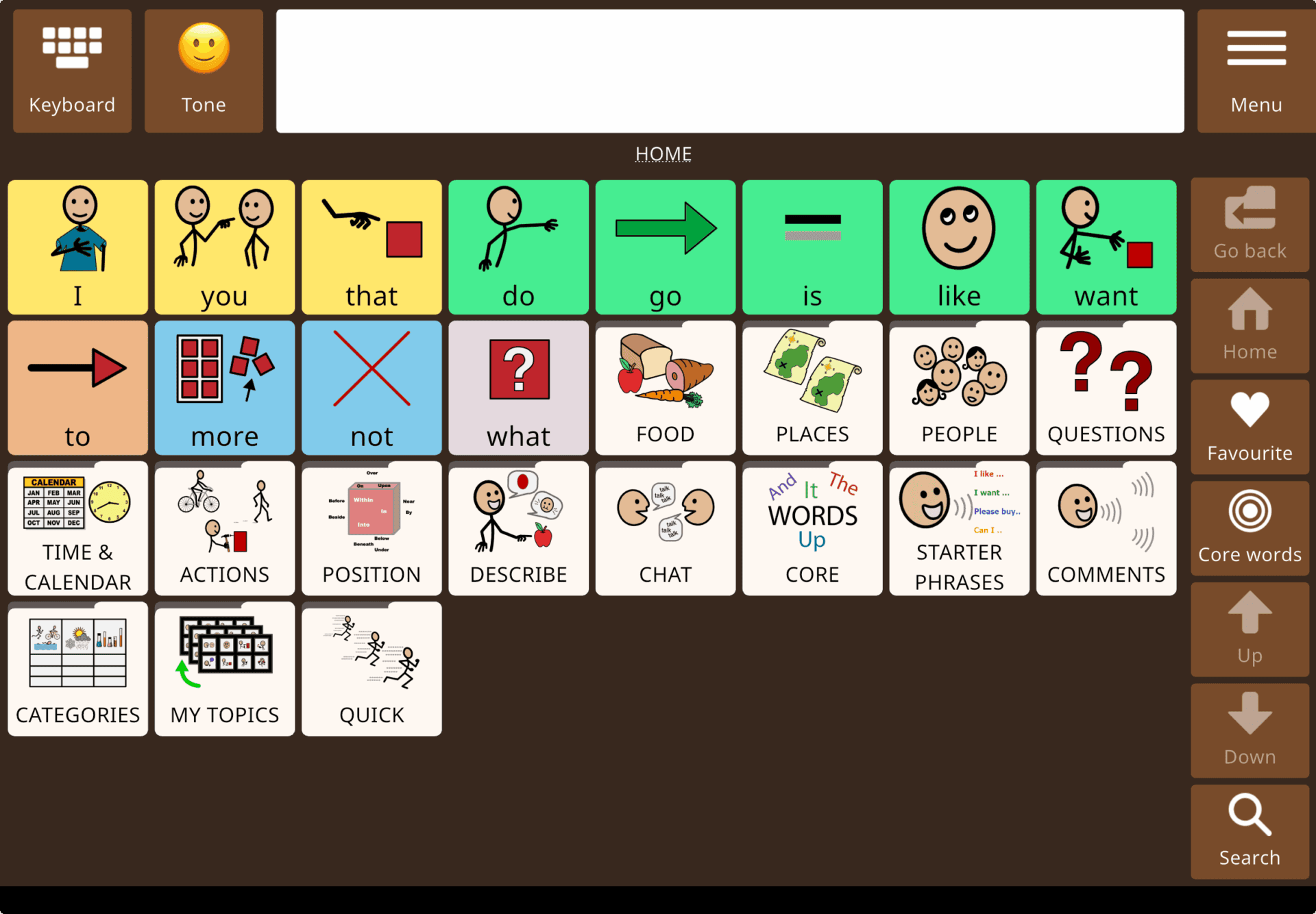 A screenshot of AVAZ AAC app on an iPad.
